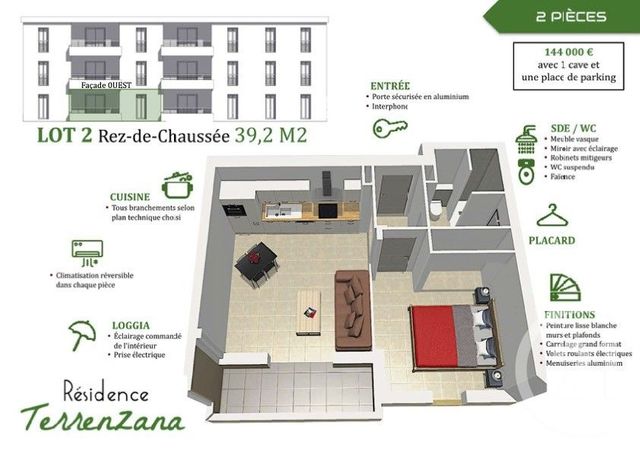 Appartement T2 à vendre - 2 pièces - 39.0 m2 - ALERIA - 202 - CORSE - Century 21 Jade Immobilier