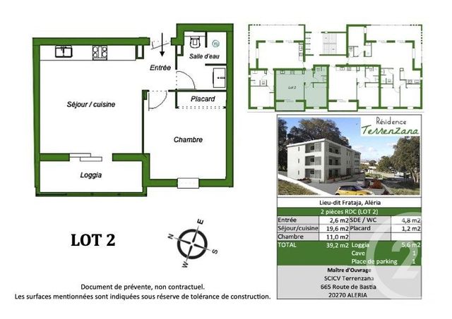 Appartement T2 à vendre - 2 pièces - 39.0 m2 - ALERIA - 202 - CORSE - Century 21 Jade Immobilier