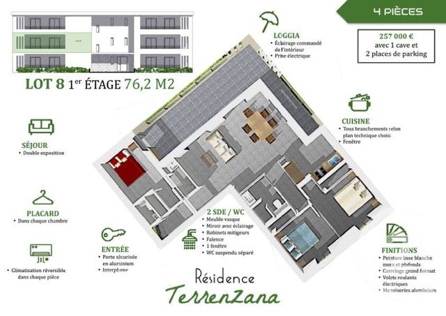 Appartement T4 à vendre - 4 pièces - 76.2 m2 - ALERIA - 202 - CORSE - Century 21 Jade Immobilier