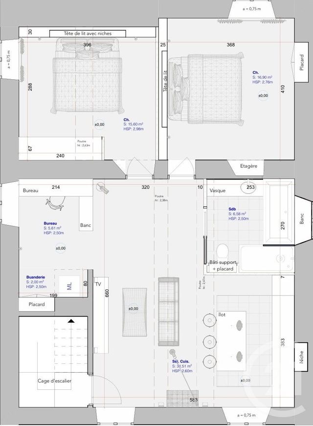 Appartement F3 à vendre - 3 pièces - 75.0 m2 - BASTIA - 202 - CORSE - Century 21 Jade Immobilier